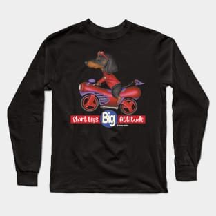 Cute awesome Doxie Black Dachshund Riding Motorcycle Long Sleeve T-Shirt